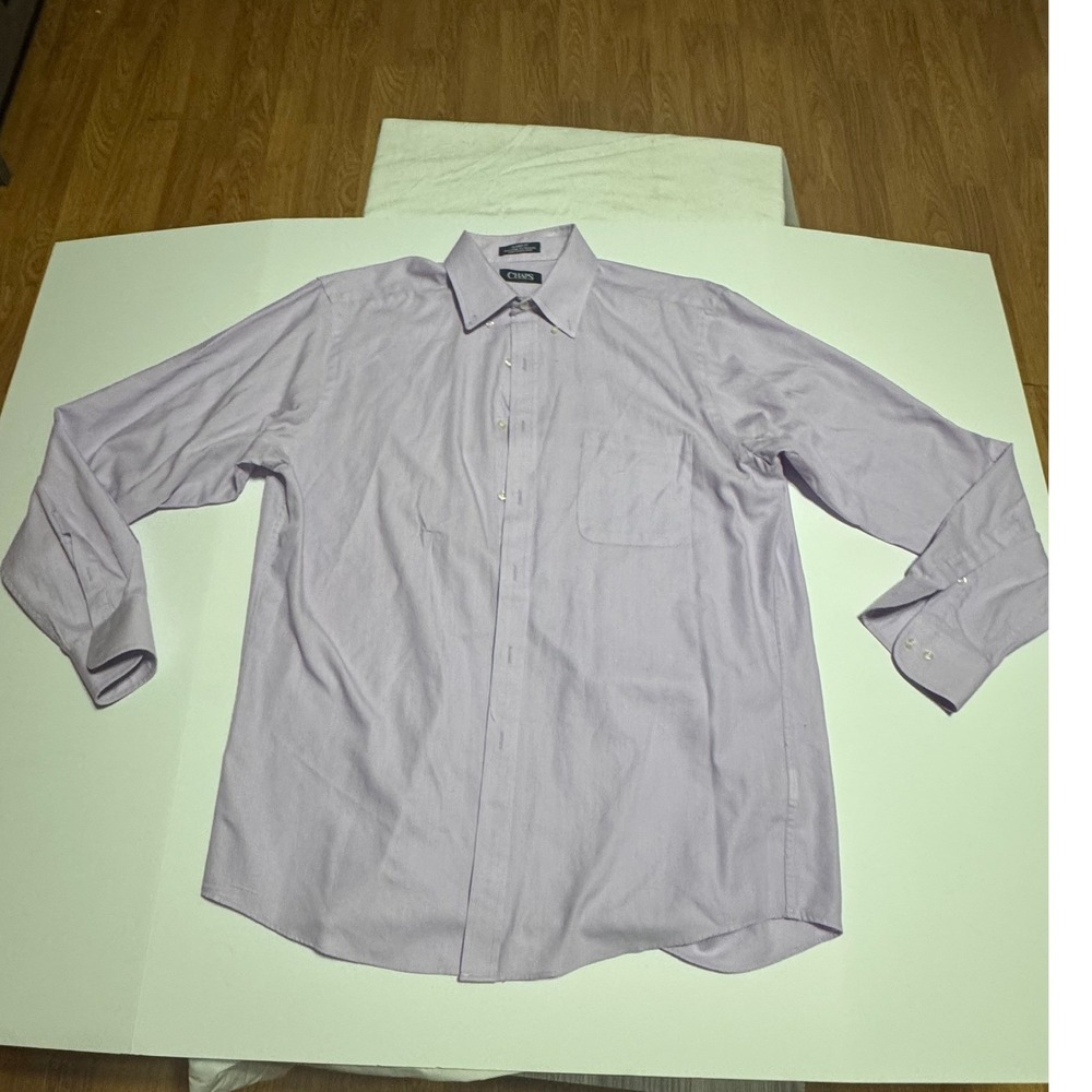 Chaps Mens Dress Shirt 16 34/35 Purple Wrinkle Free Classic Fit Long Sleeve